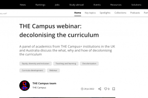 THE Campus Webinar: Decolonising the Curriculum