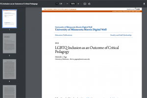 LGBTQ Inclusion as an Outcome of Critical Pedagogy
